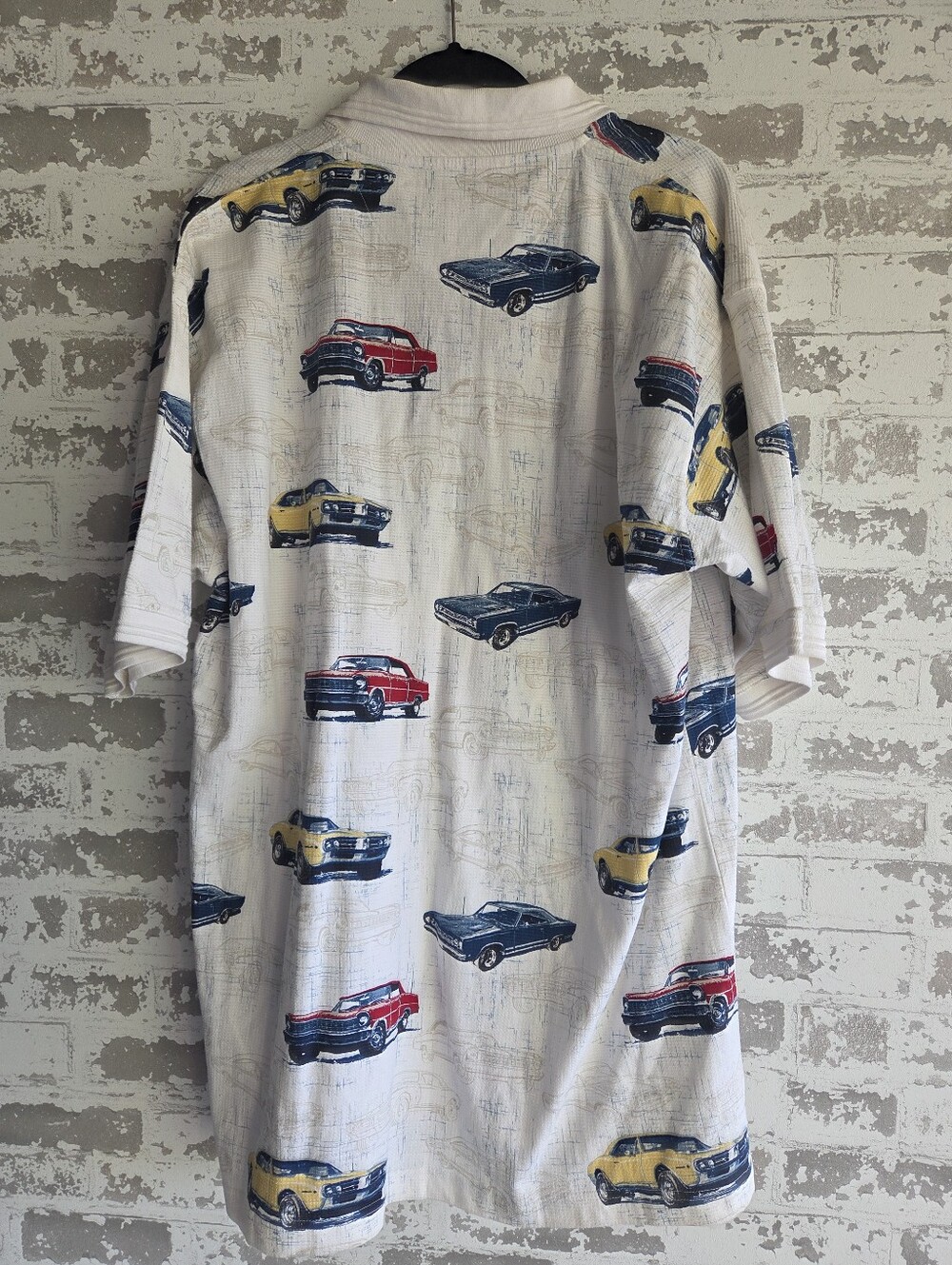 Palm Island Vintage Muscle Car Waffle Knit Polo Shirt L - Picture 5 of 7